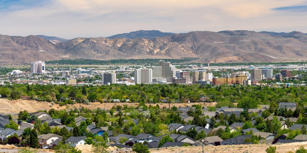 Skyline Cityscape of Reno Nevada, a growing hub for businesses